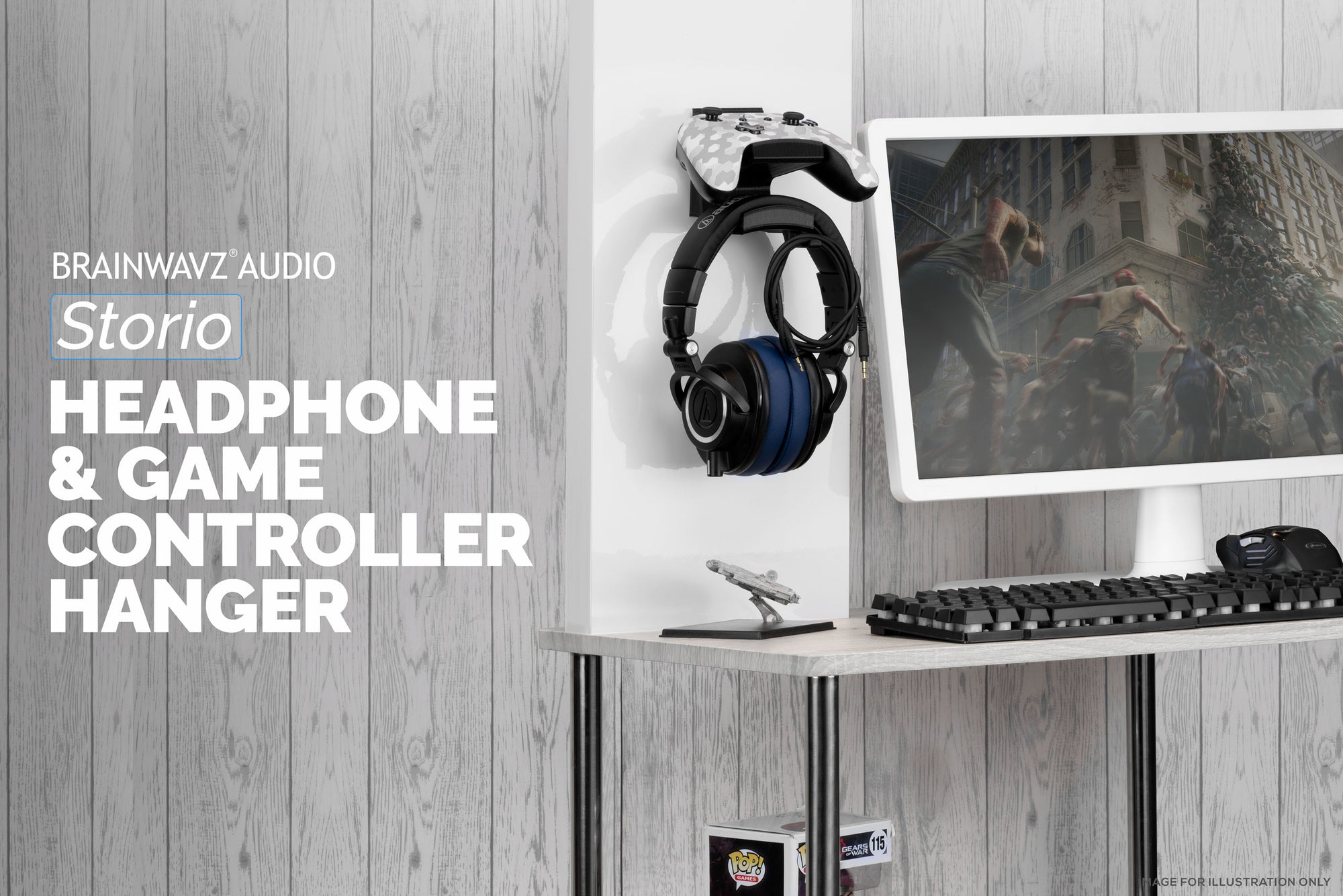The Storio - Game Controller &amp; Headphone Wall Hanger - Universal Adhesive Mount, No Screws or Mess