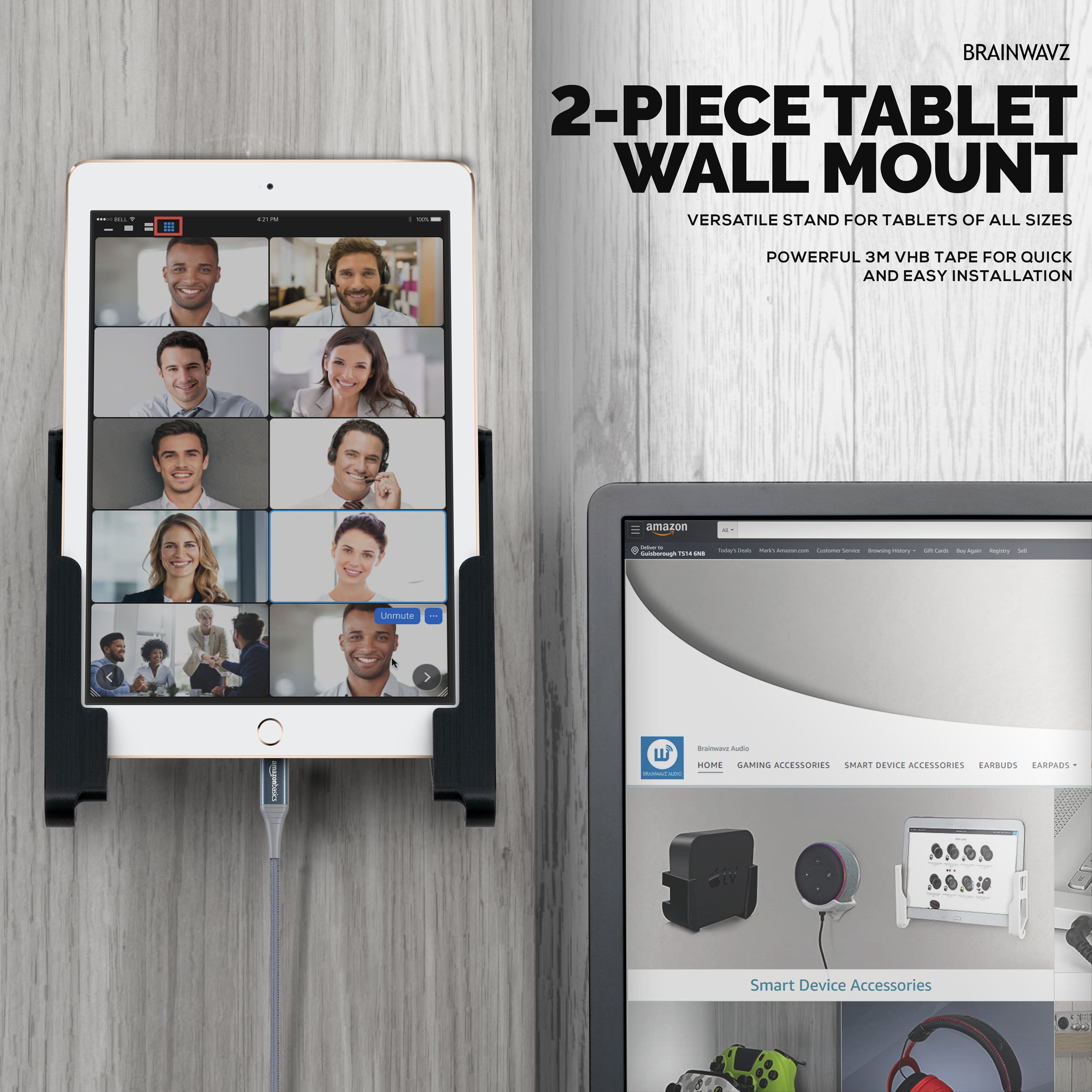 Universal Tablet Wall Mount Dock Holder for iPad Air Mini & Pro, Galaxy