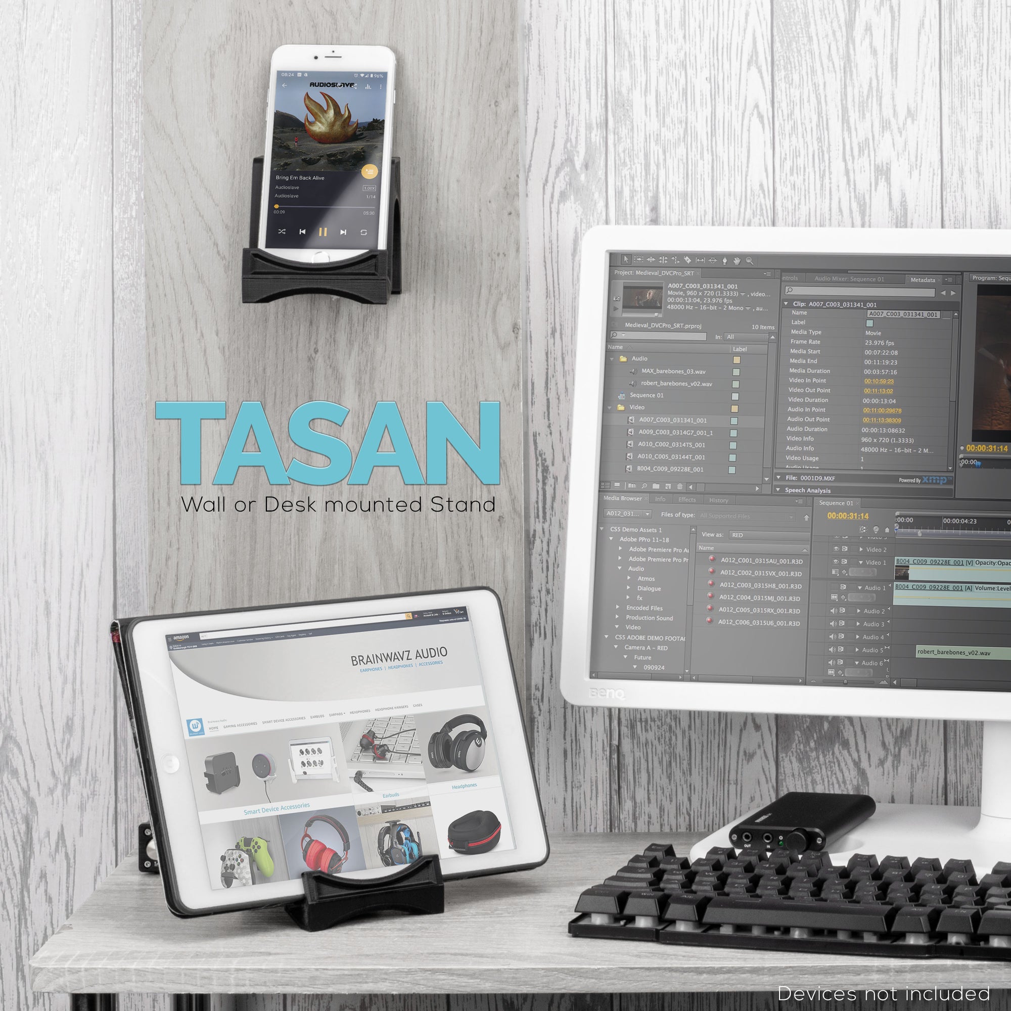 Tasan Desktop &amp; Wall Mounted Phone and Tablet Stand