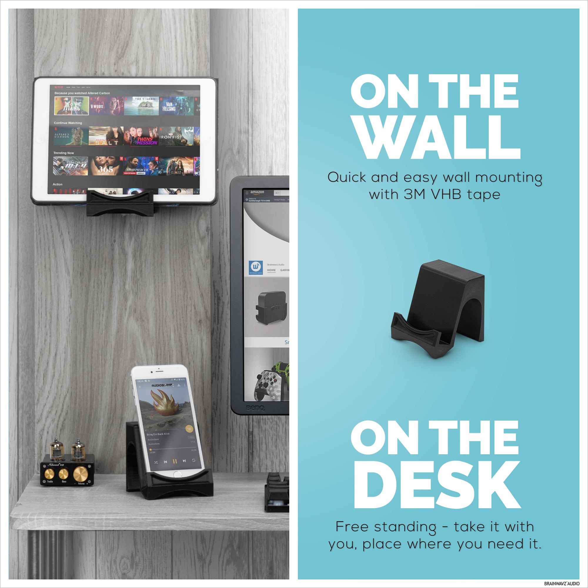 Tasan Desktop &amp; Wall Mounted Phone and Tablet Stand