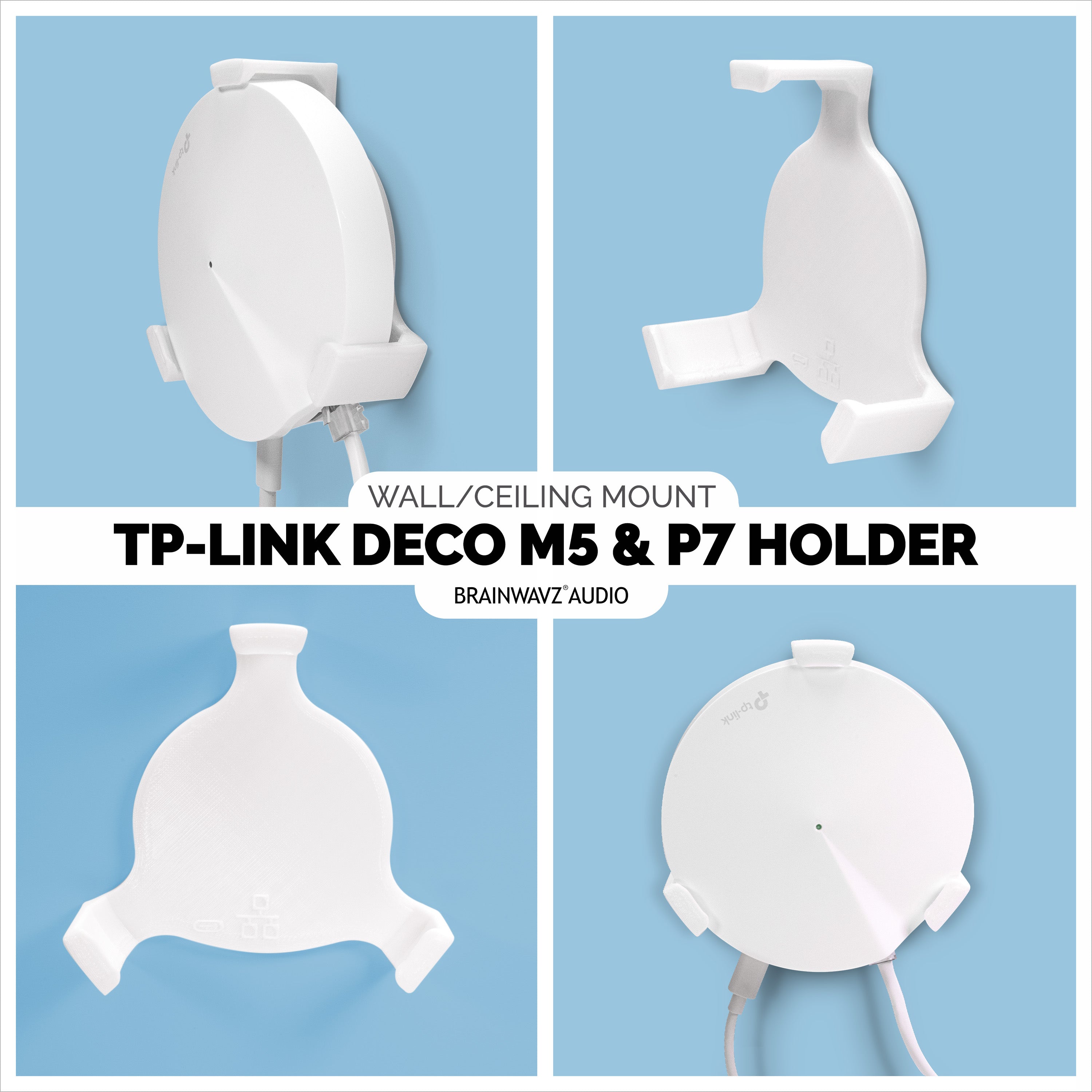 thumbnail interactive-video image 1 of HOLACA Wall/Ceiling Mount Bracket For TP-Link Deco M5 & P7 (2-Pack) 1 of 3