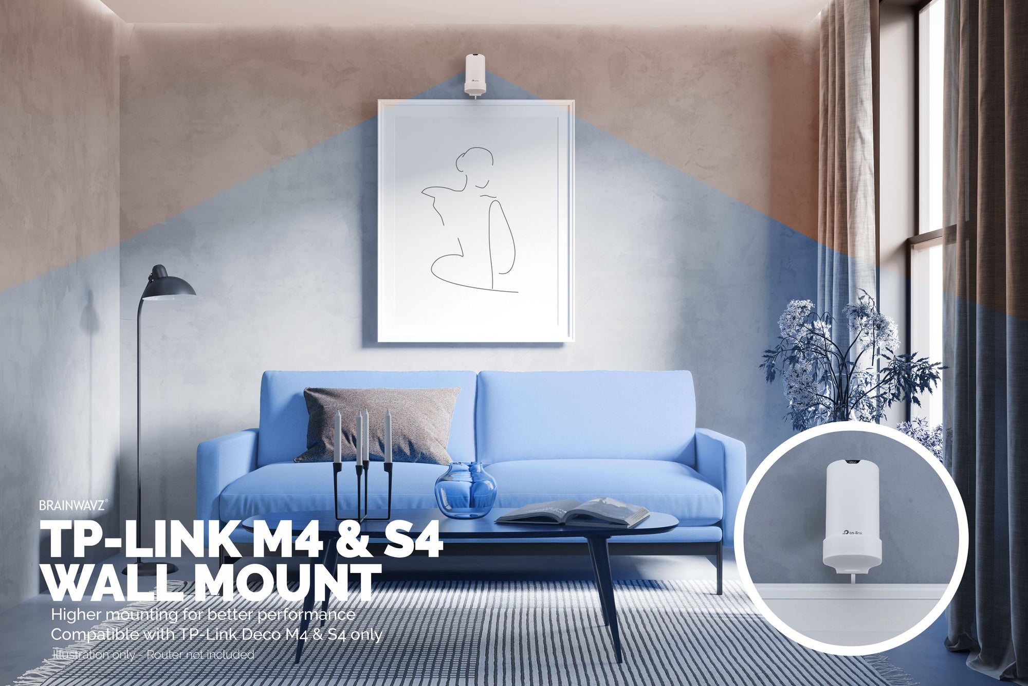 TP-link Deco M4 &amp; S4 Adhesive Wall Mount Holder - No Screws, Easy to Install