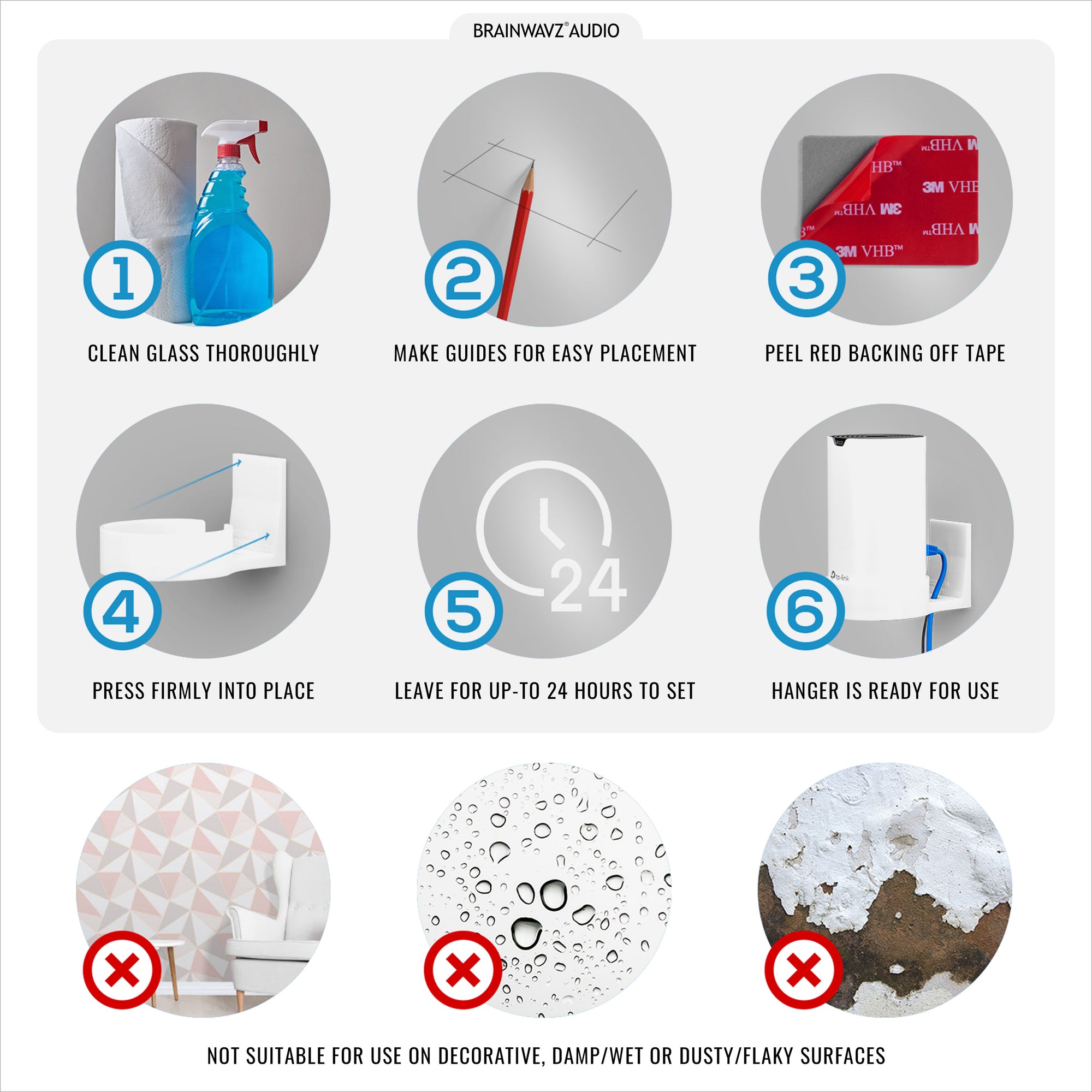 TP-link Deco M4 &amp; S4 Adhesive Wall Mount Holder - No Screws, Easy to Install