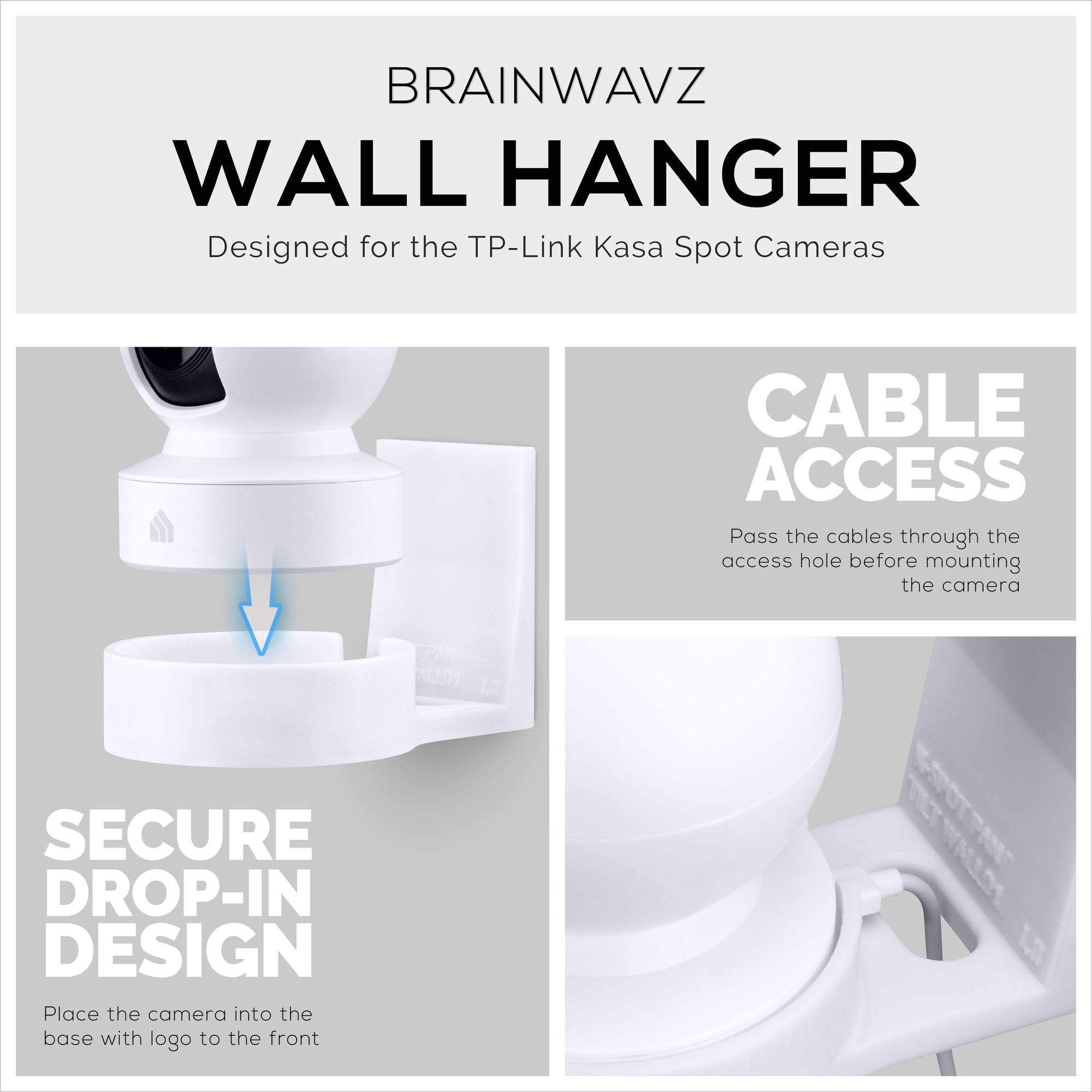 Wall Mount for Kasa EC70 Spot, Adhesive Holder for TP Link Spot Smart Security Camera, Installs in Minutes, No Mess Hanger Bracket