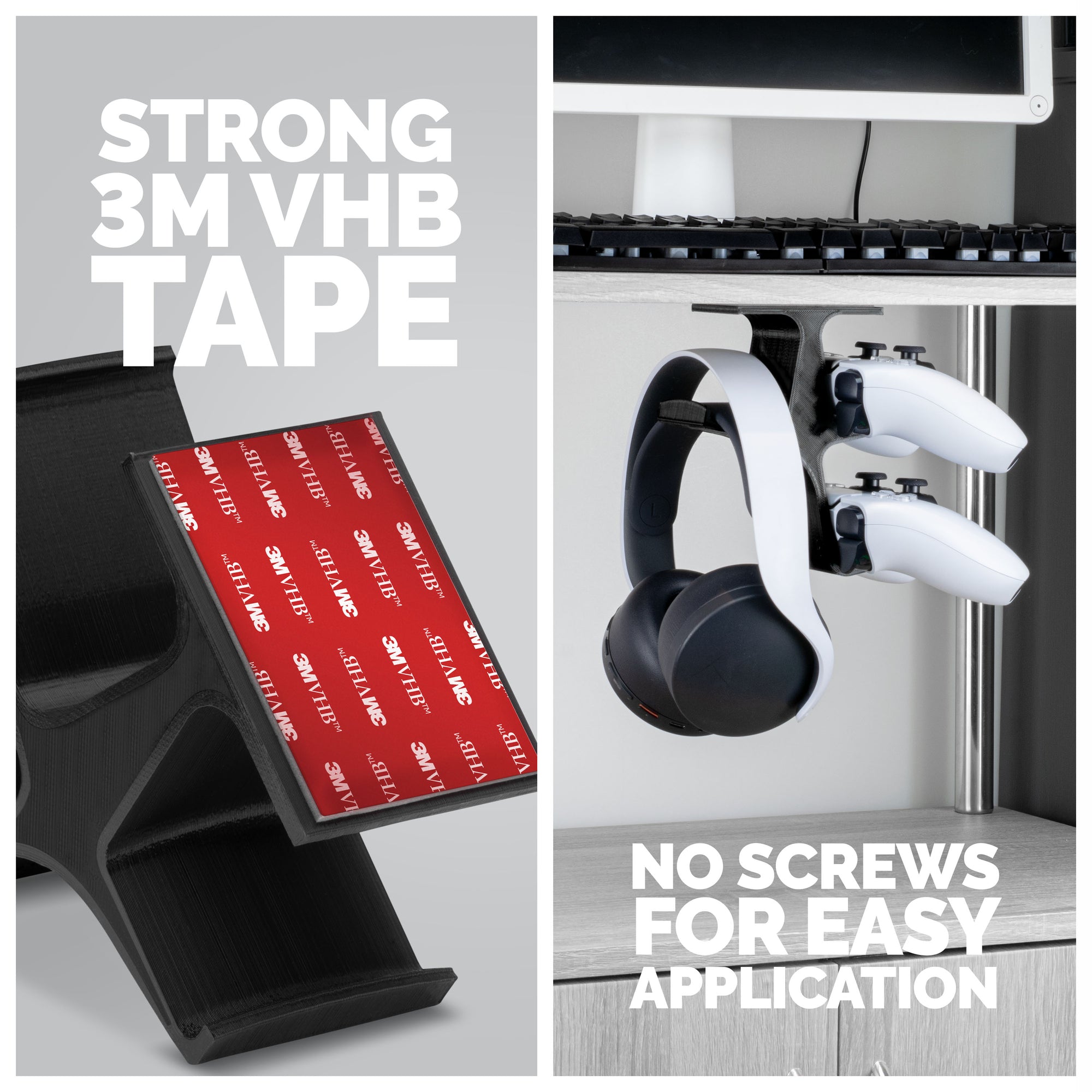 The Treo - Under Desk Dual Controller &amp; Headphone Hanger