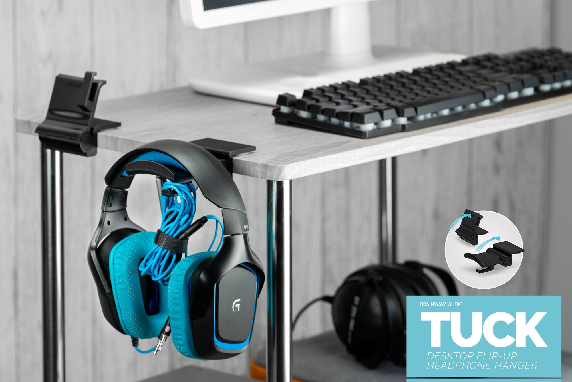 Tuck - Foldable Desktop Headphone Hanger Stand