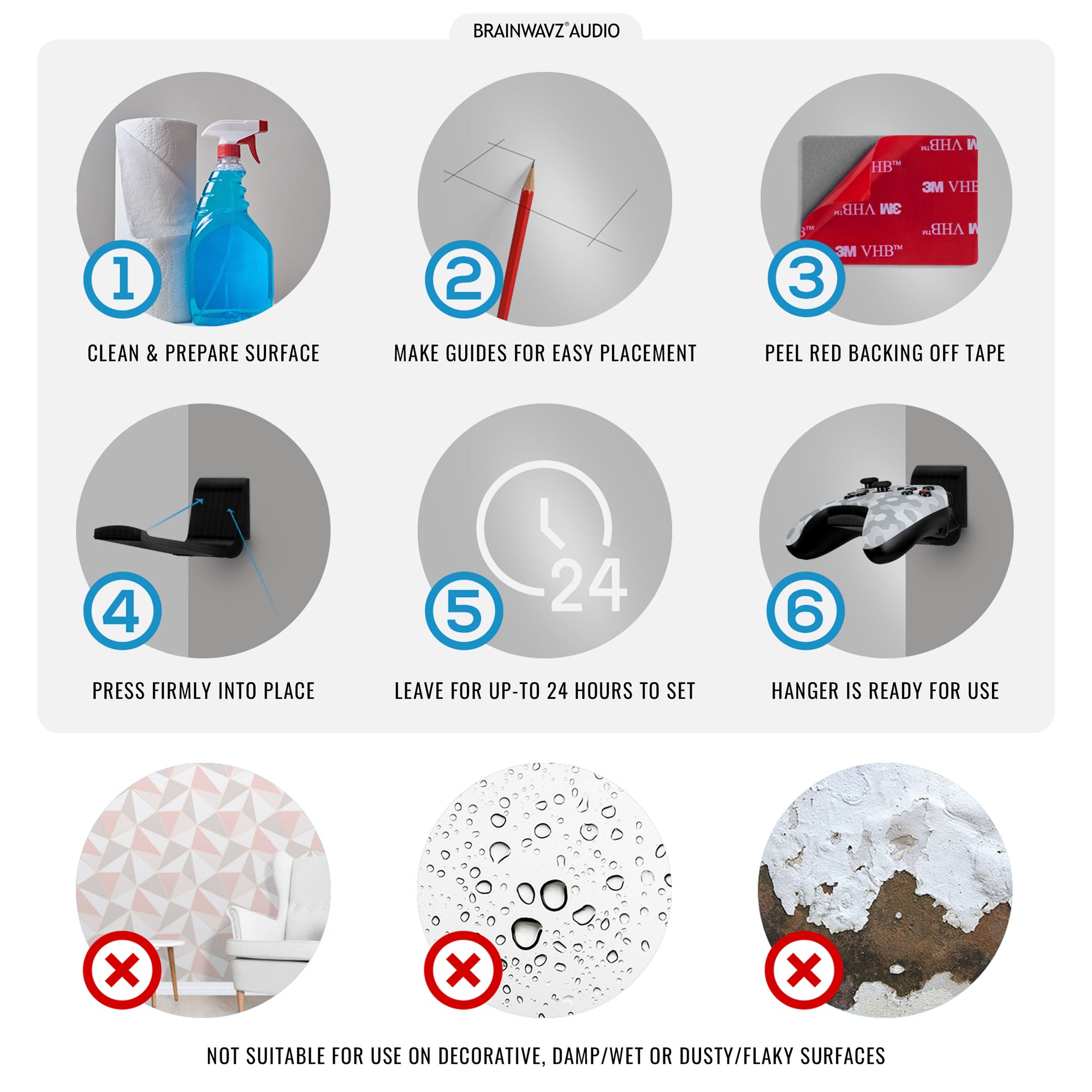 UGC-X (2 Pack) Universal Game Controller Wall Mount - For Xbox, PS5/PS4, PC &amp; More