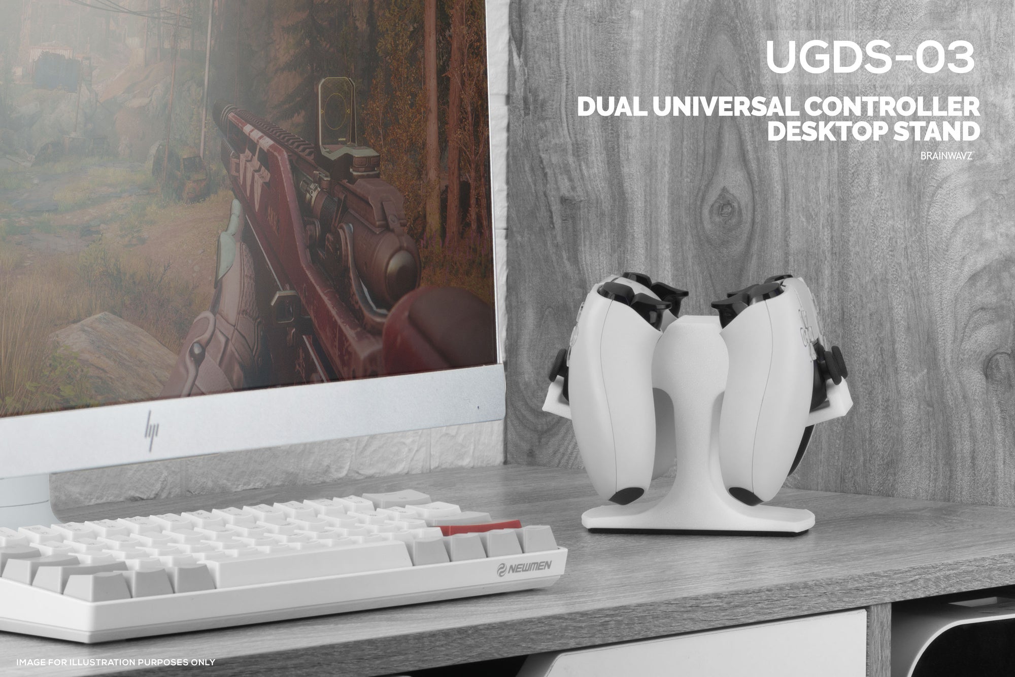 Dual Game Controller Desktop Holder Stand - Universal Design for Xbox ONE, PS5, PS4, PC, Steelseries, Steam &amp; More