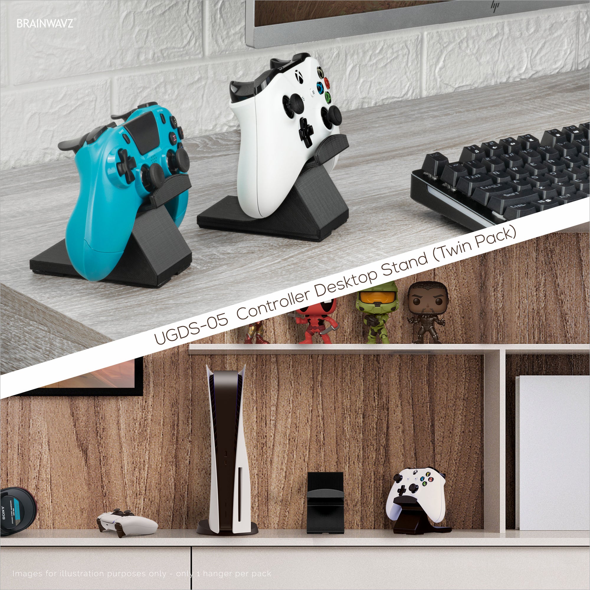 Ultimate Controller Stand Game Controller Desktop Holder Stand (2 Pack) - Universal Design for X ...