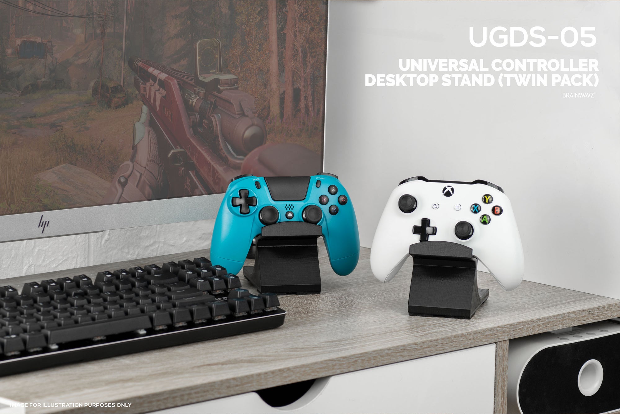 Ultimate Controller Stand Game Controller Desktop Holder Stand (2 Pack) - Universal Design for X ...