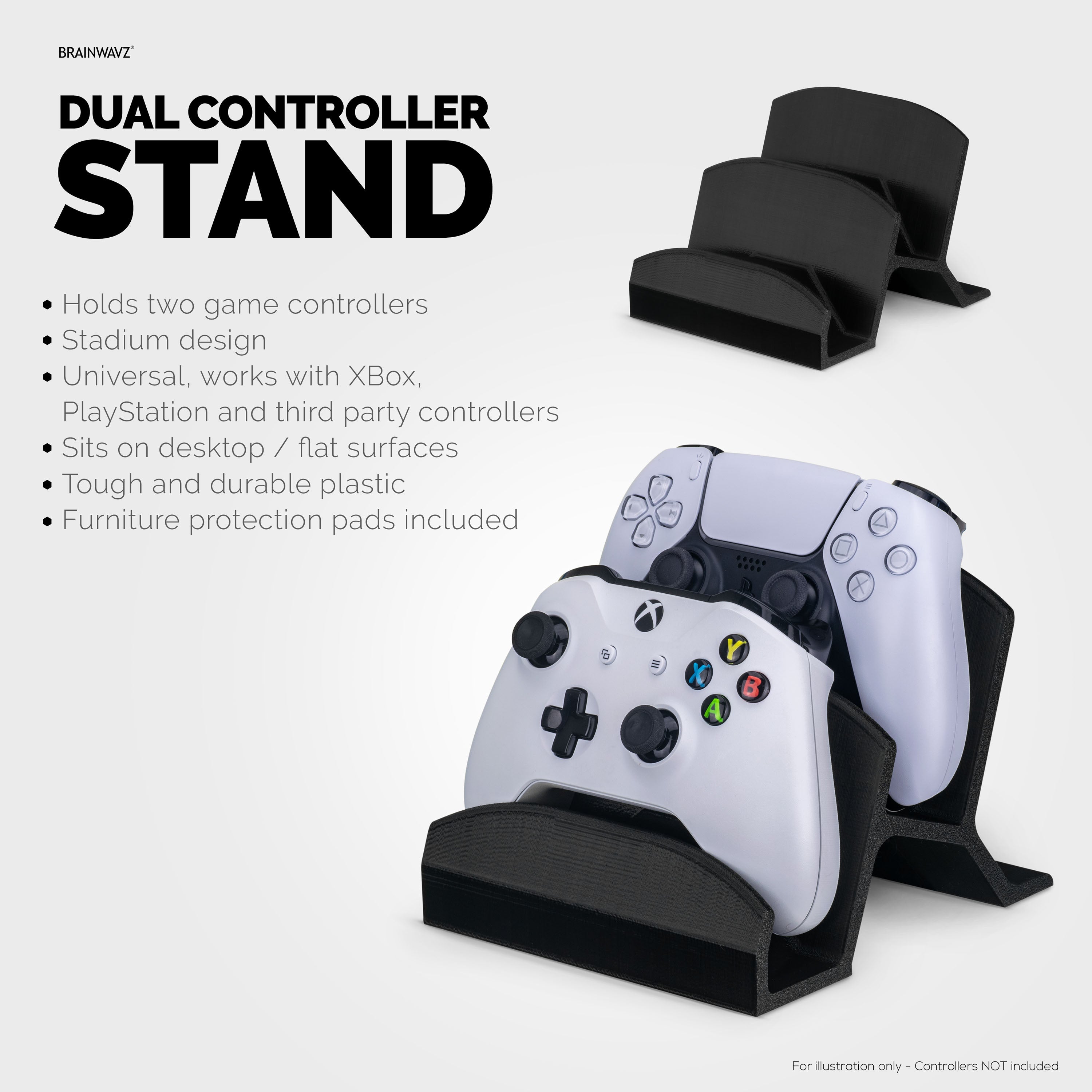 Dual Game Controller Desktop Holder Stand - Universal Design for
