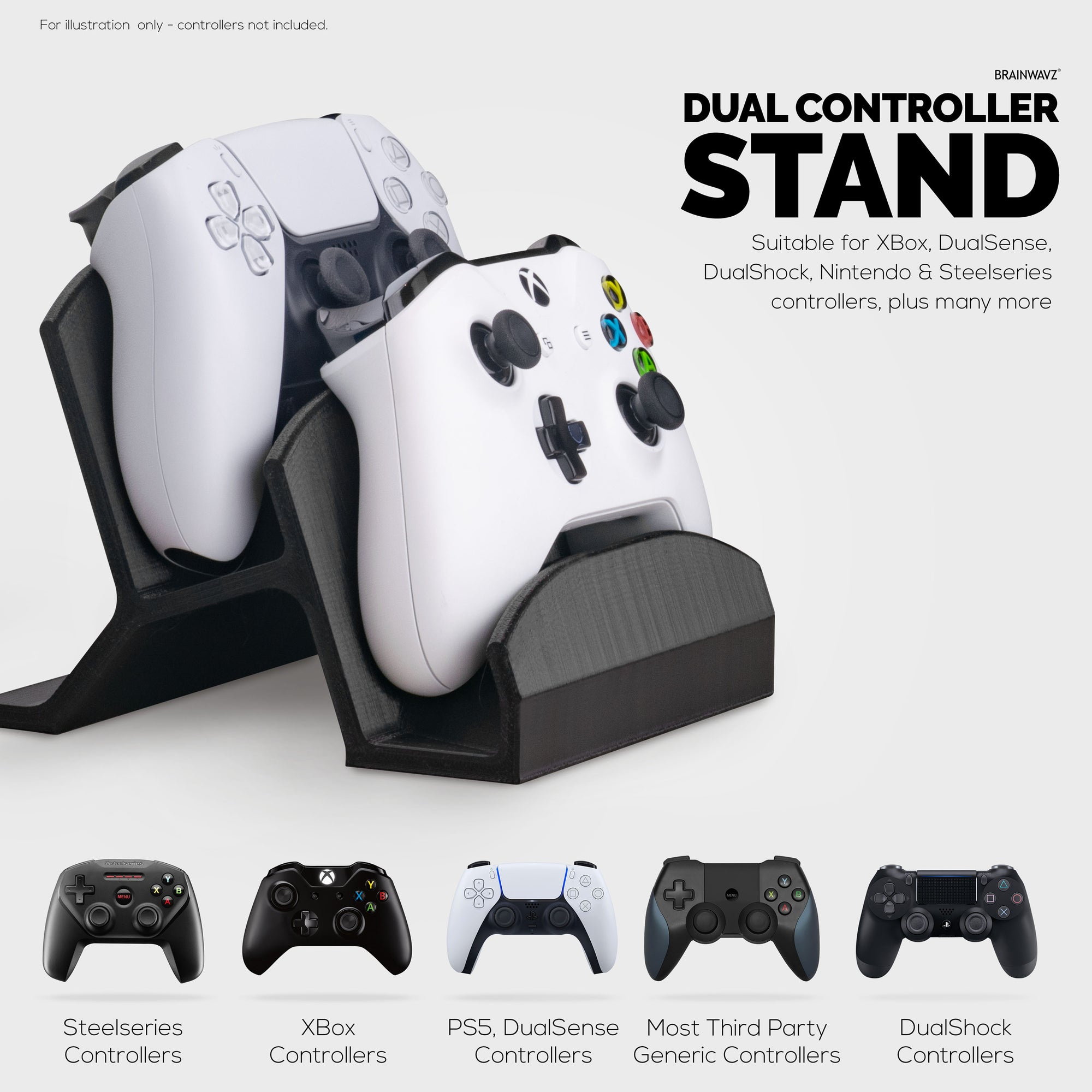 Dual Game Controller Desktop Holder Stand - Universal Design for Xbox ...