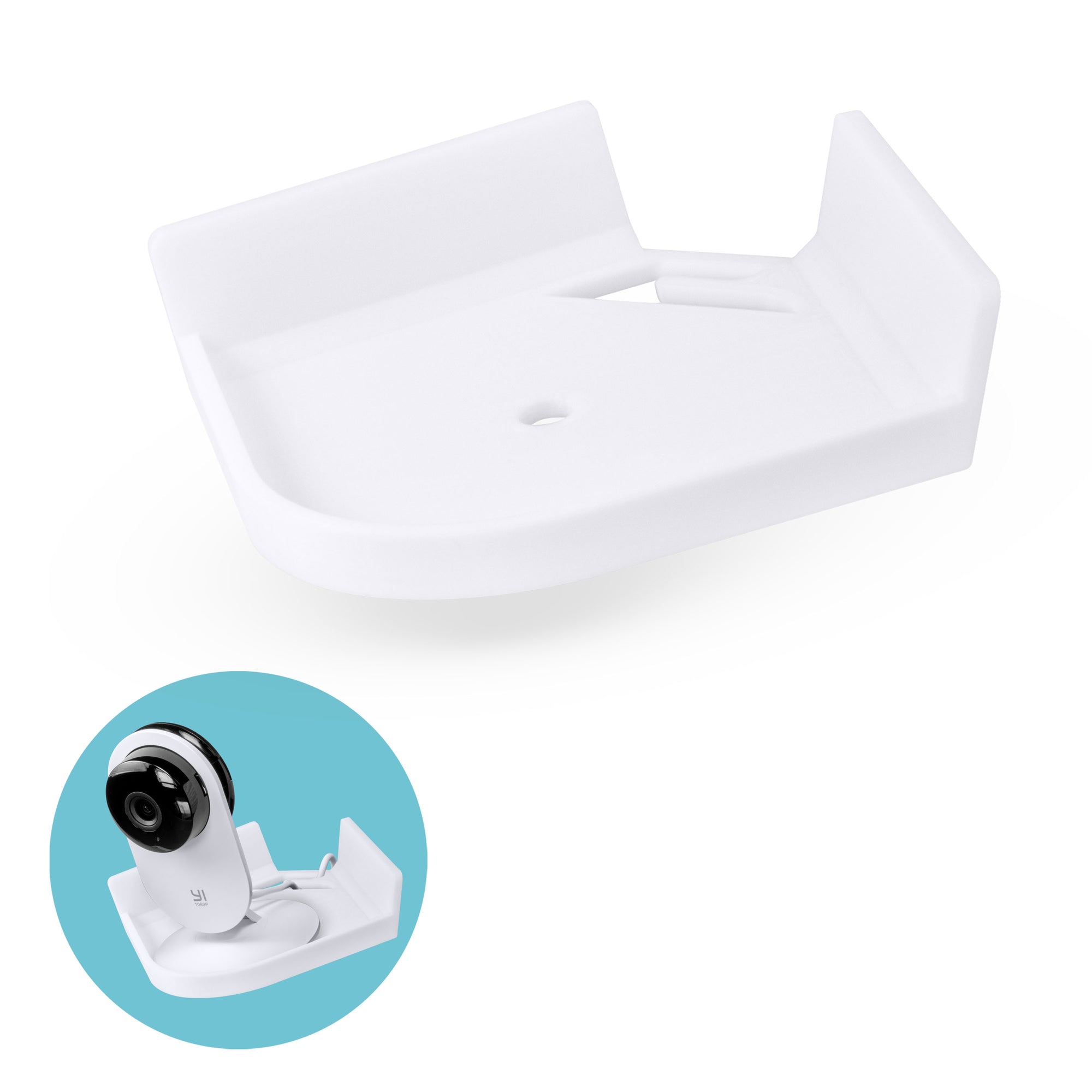 Adhesive Universal Tilted Corner Shelf for Security Cameras, Baby Monitors & Home Security Sensors