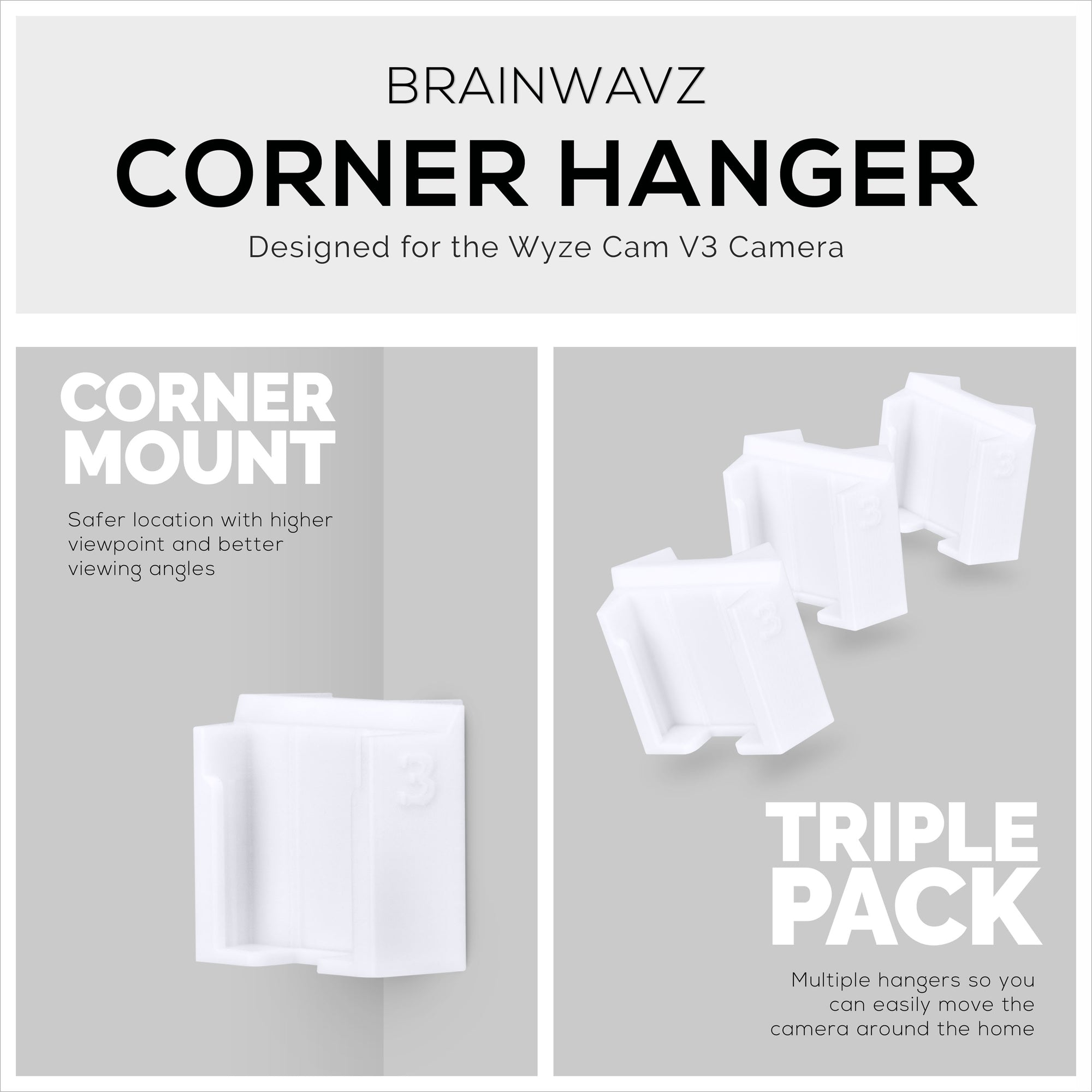 Wyze Cam V3 &amp; V4 Corner Mount Holder - Adhesive Bracket - Easy to Install