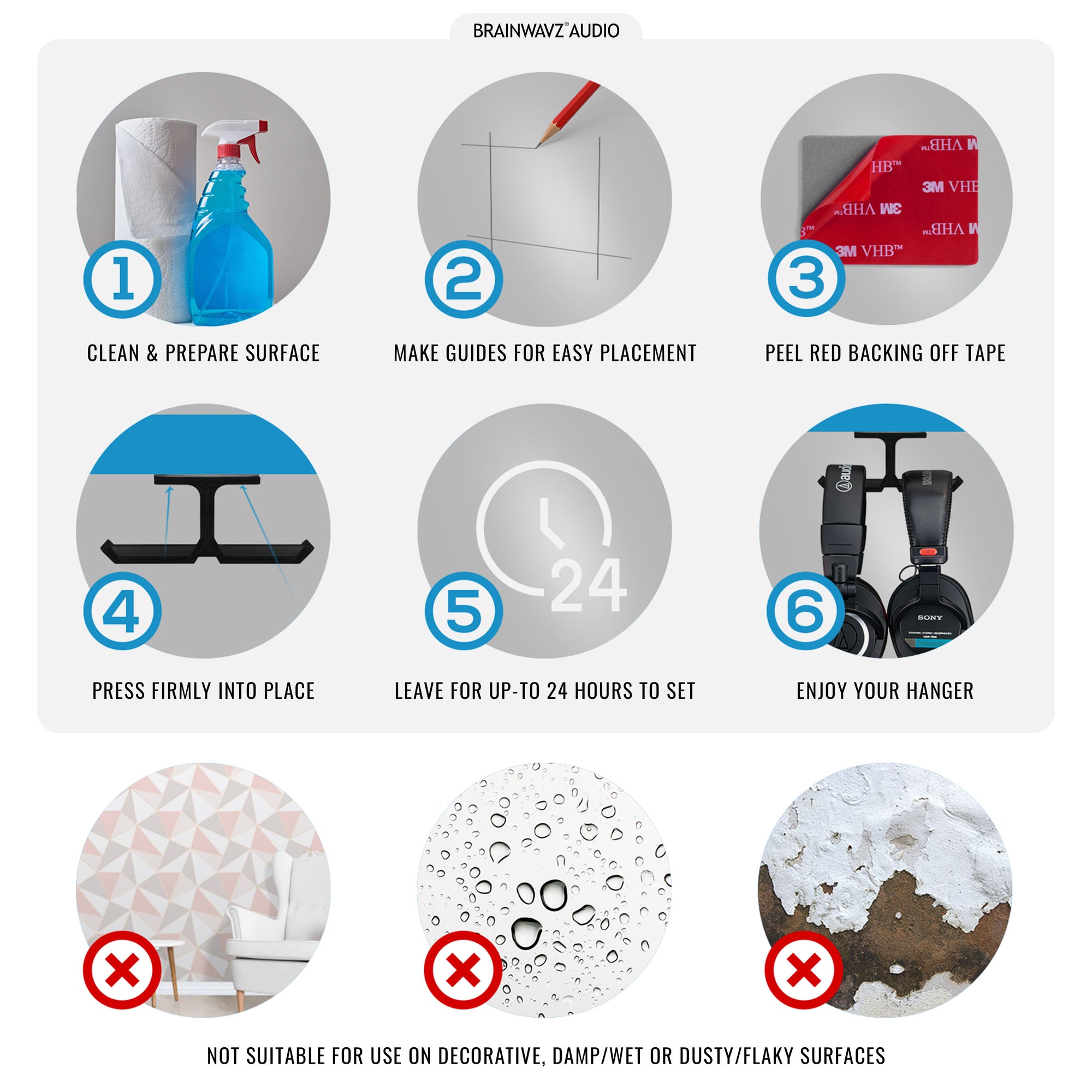 XLT - Under Desk Dual Headphone Hanger Holder