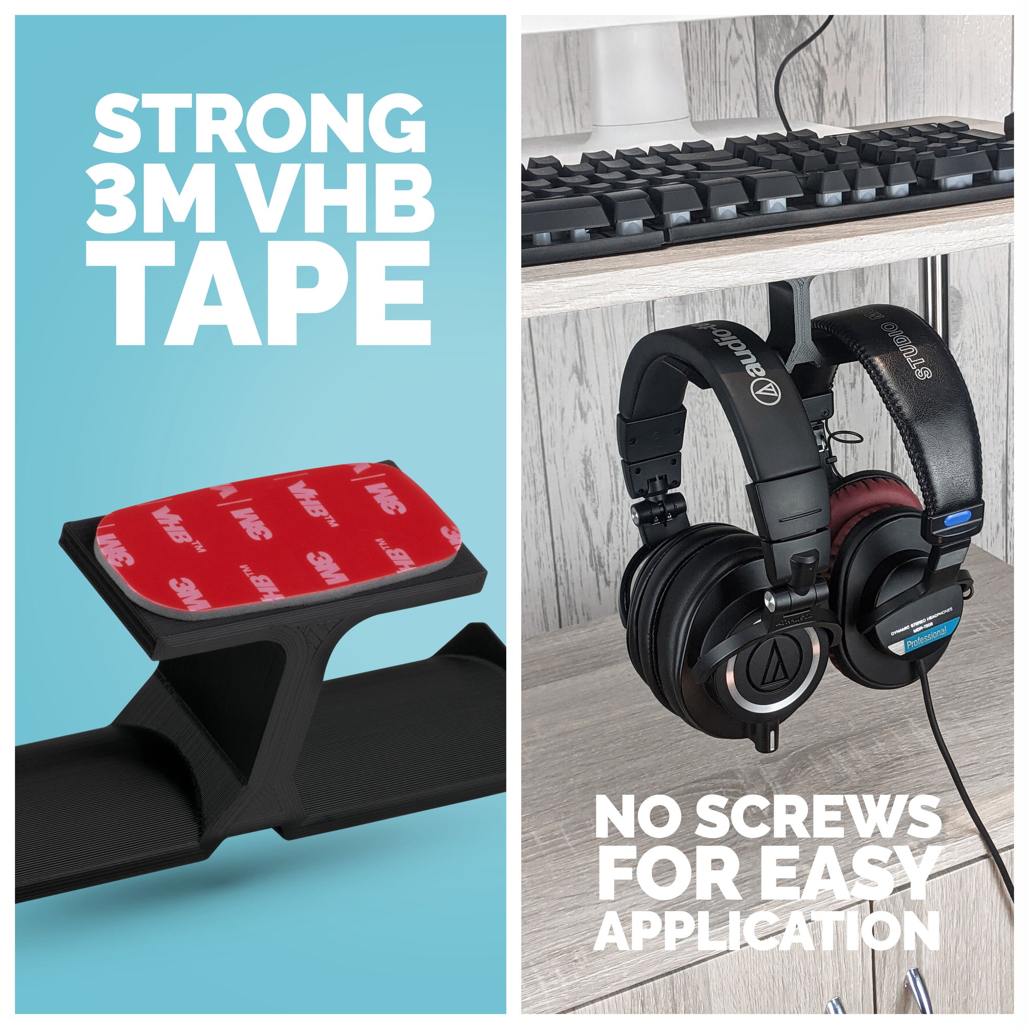 XLT - Under Desk Dual Headphone Hanger Holder