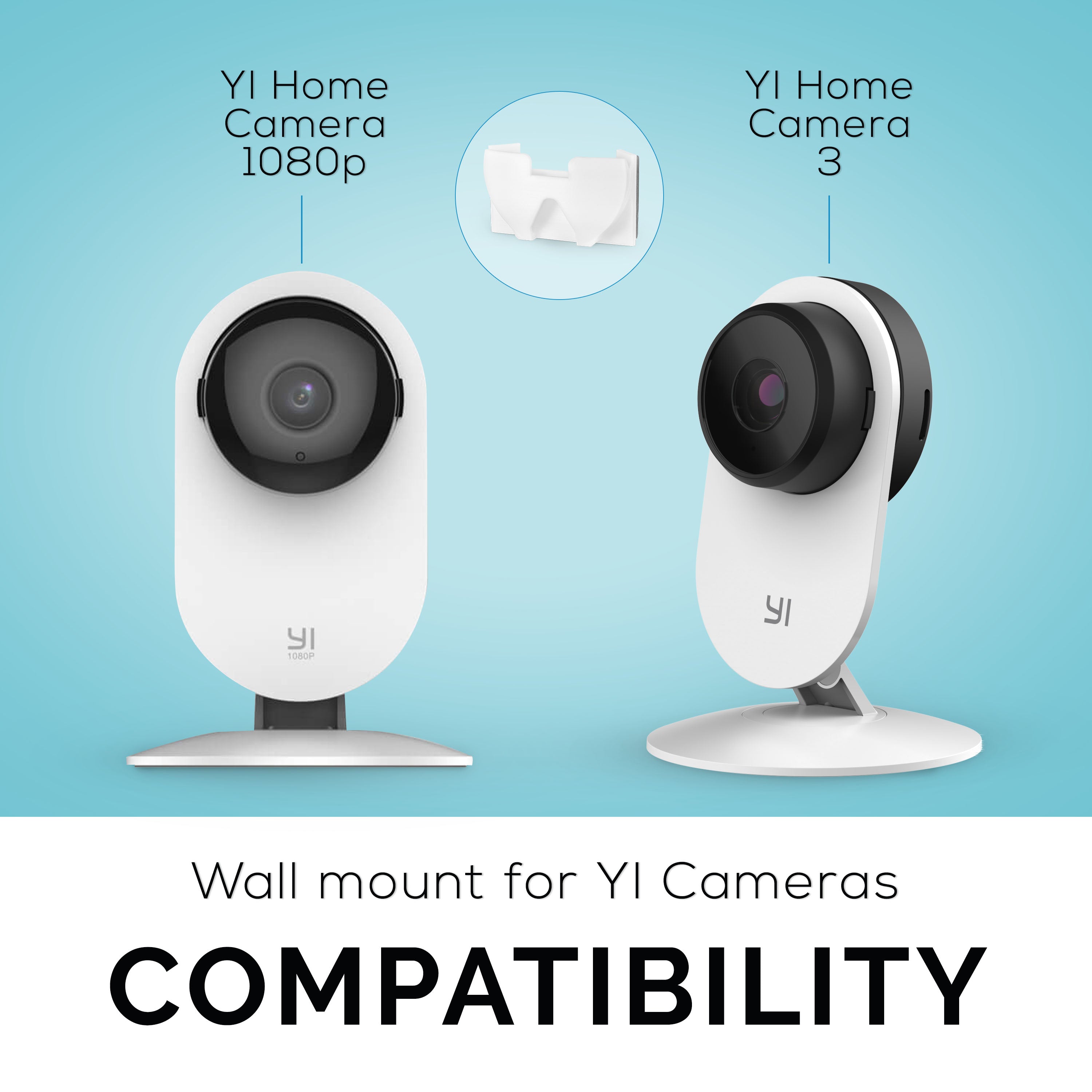 (Pack of 4) Wall Mount for Yi Home Camera 1080p, No Drilling, No Tools  Install, Damage-Free Bracket for YI Kami Home Camera (Not Included Camera)