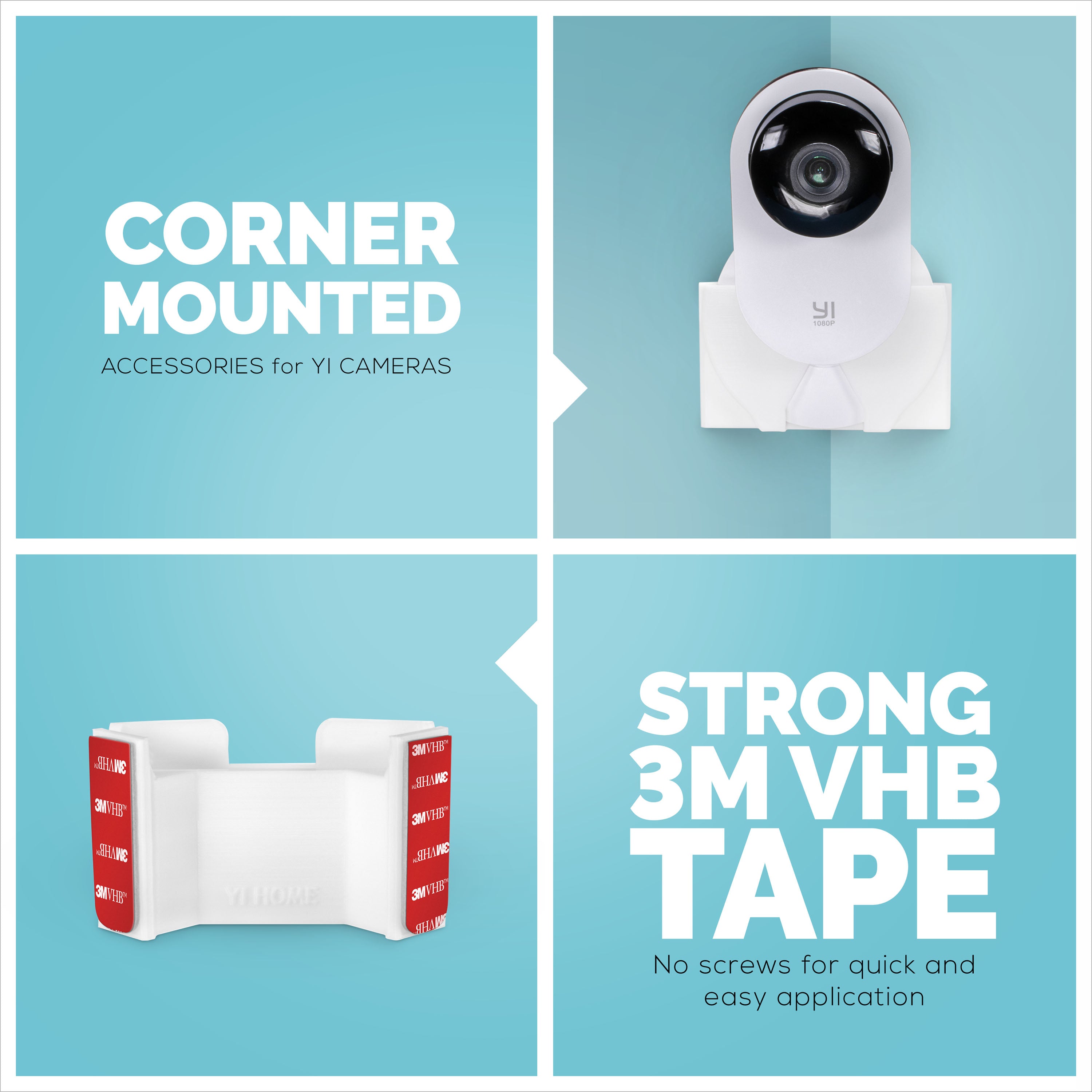 Corner Wall Mount For YI Home (3 Pack) Security Camera - Adhesive Hold -  Brainwavz Audio