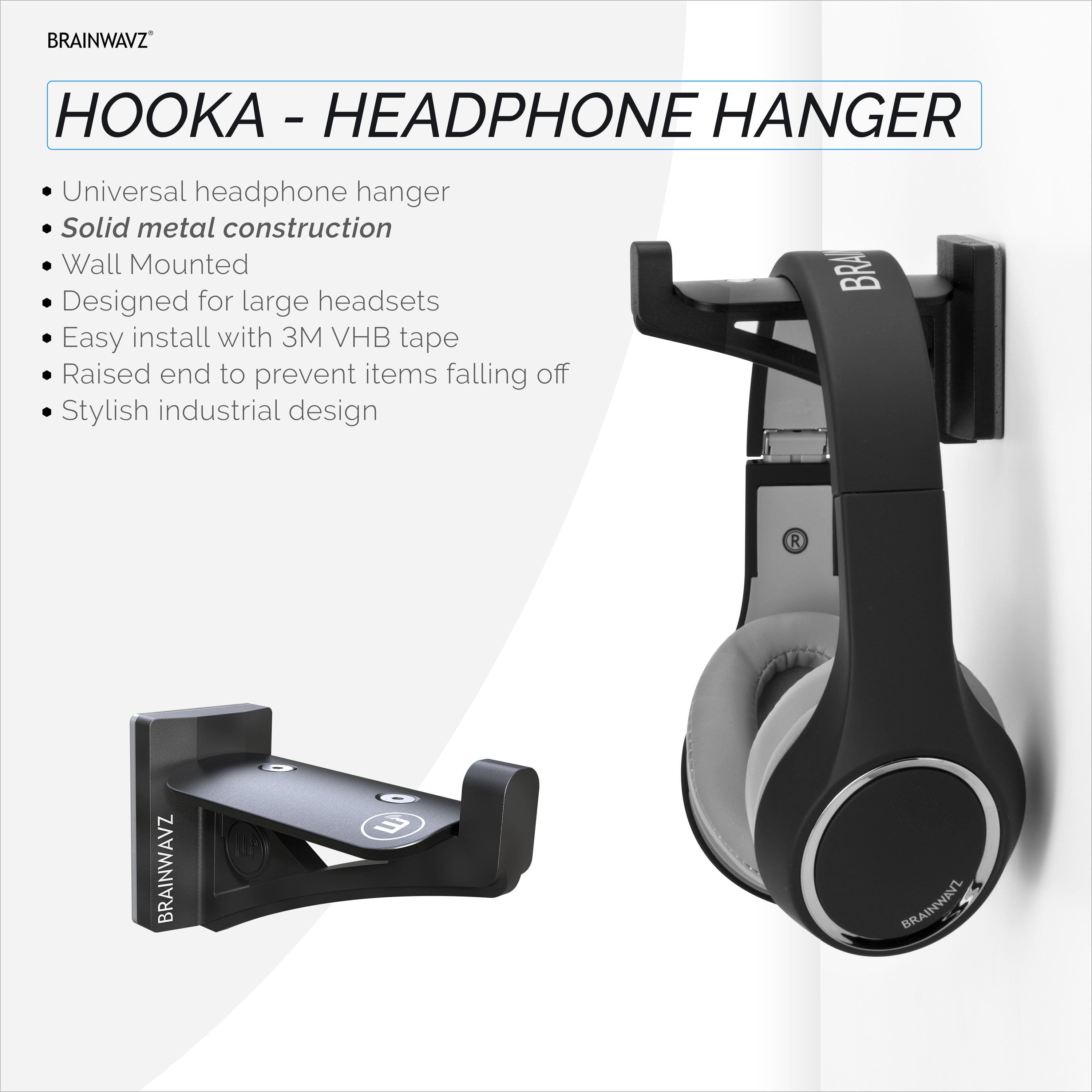 The Hooka - All Metal Headphone Stand Headset Hanger - Brainwavz Audio