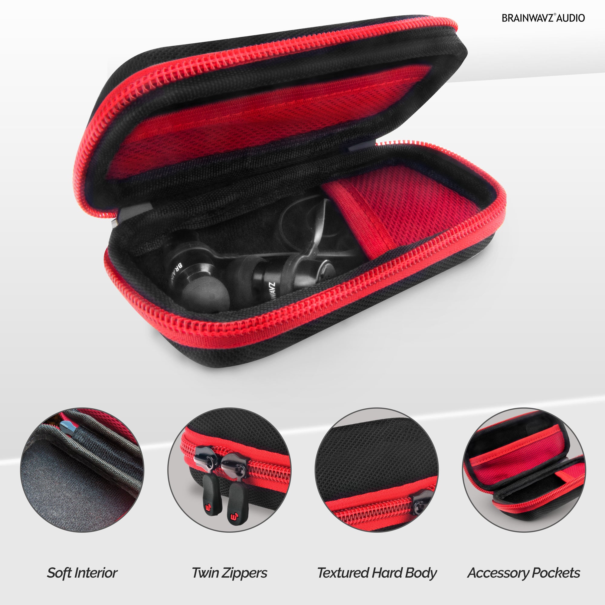 Wide Earphone Case Four Pack + Random Set of Earbuds - Bundle Deal