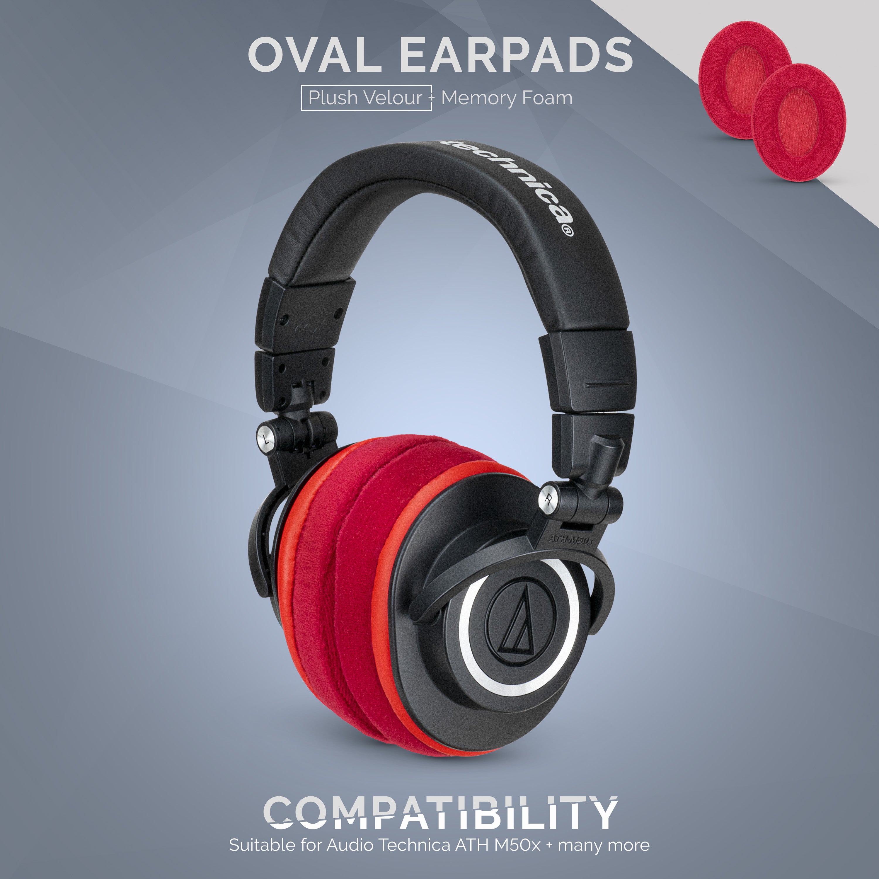 Upgraded Velour Earpads for ATH M50X, HyperX, SteelSeries, AKG, Shure & Many More - Faux Leather &